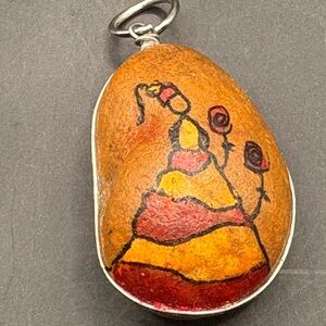 Handcrafted Pendant with Folk Art Design